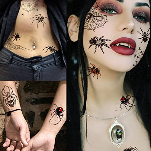 Tazimi 70 privremene tetovaže pauka-3d lažne tetovaže paukove mreže za žene muškarce djecu odrasle realistična