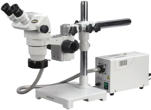 AmScope ZM-3BX - za profesionalni Dvogledni Stereo Zoom mikroskop, Ew10x okulari, uvećanje 3,35 X-45x, zum objektiv 0,67 X-4,5 X, optičko prstenasto svjetlo, postolje s jednom rukom, 110v-120v, uključuje 0,5 X Barlow objektiv