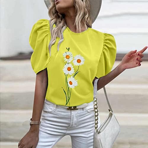 Odjeća za vježbanje Željeza sa preklopom kratkih rukava Clot Clot Flower Print majica TOP Ležerne majice