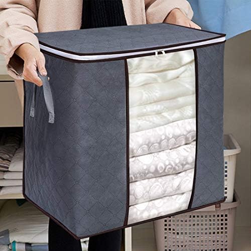 Kernorv torba za pohranu od velikog kapaciteta, set od 3 prozračne sklopive izdržljive ormare za debele tkanine sa čvrstim zatvaračem za odjeću, udobne, deke, jastuke, posteljinu