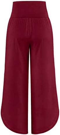 Miashui Ljetne hlače za žene Casual široke noge Comfy Solid Yoga sa džepovima Nepravilna noga Sport Vežbaj trenerku za