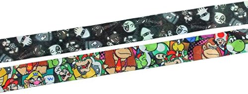 Nintendo Super Mario likovi reverzibilna traka za ključeve sa držačem za ID, gumenim Mario šarmom i naljepnicom
