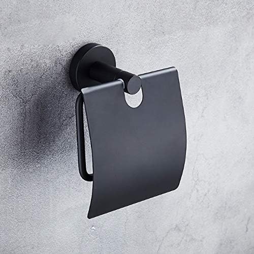 SMLJLQ Crni crni zidni toaletni papir Držač kupaonica Držač za papir od nehrđajućeg čelika sa poklopcem kupaonice hardver