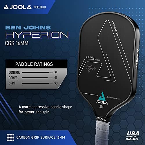 JOOLA Ben Johns Hyperion CGS Pickleball Paddle-teksturirana Carbon Grip površina tehnologija za obrtanje
