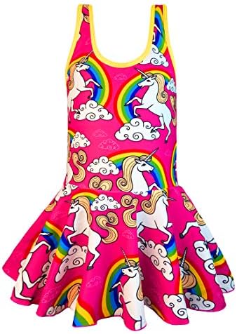 KuKiee Djevojke One Piece Rainbow Unicorn Swimsuit Stars Print Kupaći Kostim Kupaći Kostim