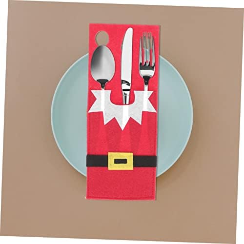 Amosfun 8pcs Božić pribor za jelo torba viljuška kašika držači noža rezač viljuška torba Božić Storage Storage džep neodoljiv pribor za jelo torbe pribor za jelo poklopac za Božić Storage torba Red Fine