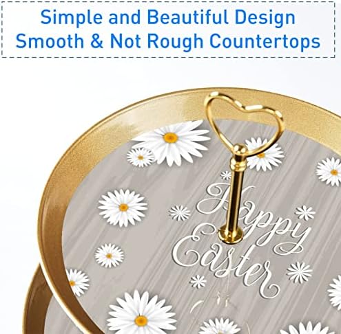 3-slojni okrugli stalak za torte poslužavnik za posluživanje sa Uskršnjom Tratinčicom Zlatni elegantni