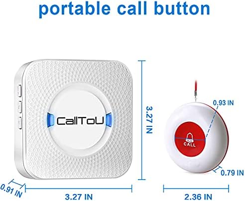 Calltou Wireless Caregiver Pager Smart Call System 4 SOS pozivni tasteri / odašiljači 2 Medicinjska medicinska sestra ALERT ALERT pacijent Pomoć za pomoć u kući / lični prigovor PAGER 500 + noge Plug Privjeikovac