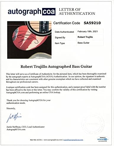 Robert Trujillo potpisan autogram Ibanez FS akustična bas gitara Metallica Acoa