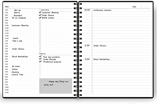 Neradeni dnevni planer - nerani planer s zakazivanjem po satu, akcijskim artiklima i praćenjem, A4 Dnevno organizator za notebook za povećanje produktivnosti, imenovanja za upravljanje vremenom, 8,5 × 11 inča