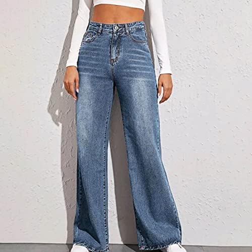 Žene Stretch široke traperice za noge visoke struke traper pantalone sa džepovima široke noge vrećice zvona dno jeans modni jean