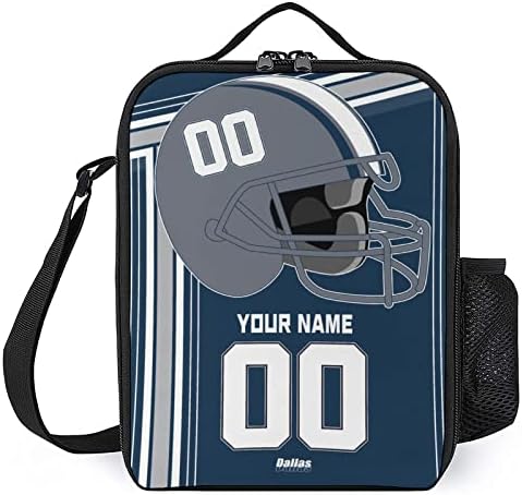 Uerxnhe Dallas prilagođena torba za ručak personalizirano ime i broj prenosiva kutija za ručak pokloni za muškarce žene