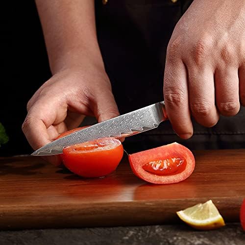 Set noža, 9kom Set kuhinjskih noža profesionalni kuharski hljeb od Damask čelika Paring Santoku
