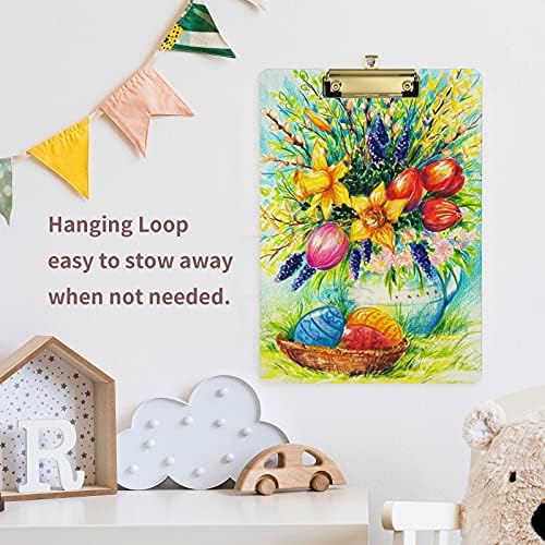 Spring Flowers Plastic Clipboards with Metal Clip Letter Size Clipboard Low Profile Clip Boards for Kids Office Classroom Decorative-A4