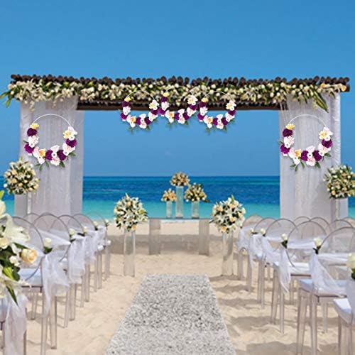 Wroown 6pcs 12-inčni cvjetni vijenac obruči, srebrni metalni prstenovi za izradu obnarenja venčanja i zidnog obloga zida