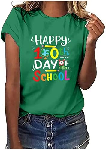 Majice za žene kratki rukav Happy 100 Days Sharper štampane djevojke ljetni vrhovi Dressy bluze Regular