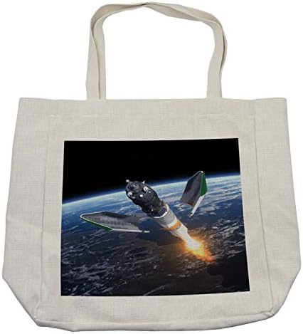 Ambesonne Outer Space torba za kupovinu, lansiranje teretnih svemirskih letjelica u toku raketa polijeće Kosmos