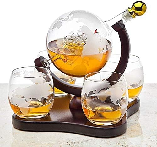 Trezvenost Whisky Decanter Globus Set sa 4 urezane Globusne čaše za viski-za alkohol, viski, burbon, votku pokloni