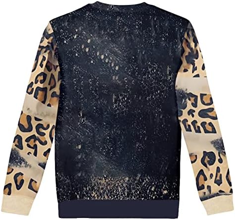 Shusuen Valentinovo tiskani duks za žene mekane i udobne osnovne pulover Crewneck Leopard Hoodies