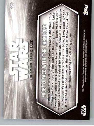 2019 TOPPS Star Wars Empire udara na stražnju crnu i bijelu # 119 licem u lice s tamnim lordom Luke Skywalker / Darth Vader trgovačkom karticom