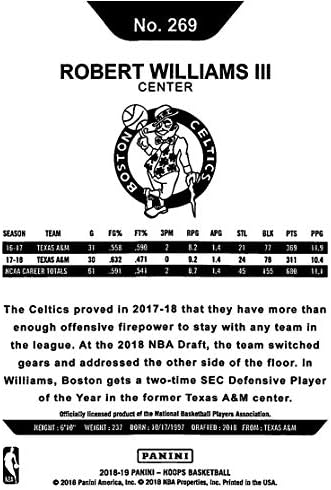 2018-19 NBA HOOPS košarka 269 Robert Williams III Boston Celtics RC Rookie Card iz Panini