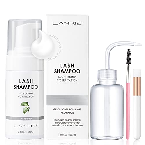 LANKIZ šampon za ekstenziju trepavica, + 2 četkica,Sensitive Eyelid Foam Lash Cleanser za ekstenziju,Deep Clean Eyelash,Makeup& maskara Remover& Spa, Professional & Self Use