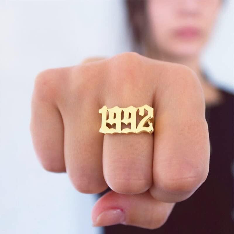 BULA ova godina rođenja beba prstenovi Stari engleski brojevi prstenovi drevni brojevi Nakit Vjenčanje Bague Femme 76