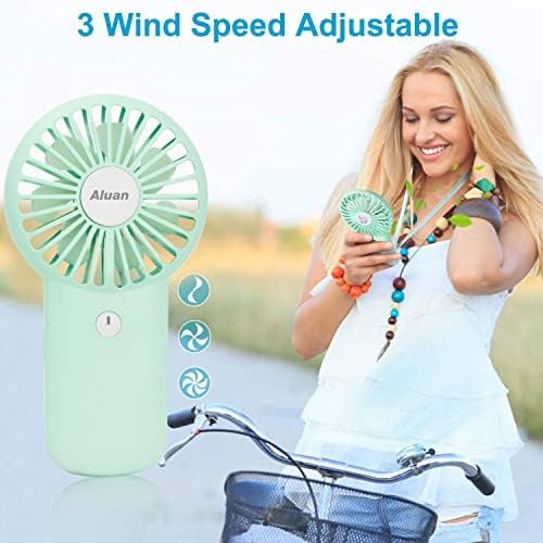 Aluan ručni Fan Bundle, zeleni ručni ventilator sa postoljem & amp;Super Mini prijenosni ventilator sa uklonjivom