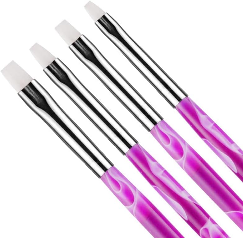 FLOYINM 4pcs Flat Acrylic Gel lak Extension Nail Art pen Brushes crtanje Savjeti za farbanje ljubičasta