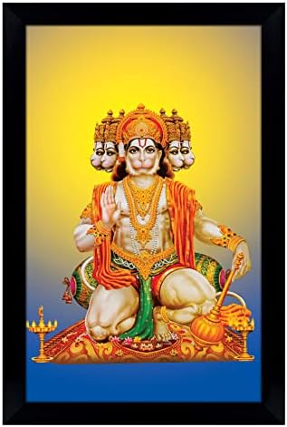 IBA Indianbeautifulart Hindu God okvir za slike Panch Mukhi Lord Hanuman sa različitim glavama drži različita oružja Hindu God okvir za fotografije za poklon svrhu