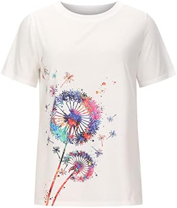 Bluza Tee za teen djevojke Ljeto Jesen kratki rukav pamučni pamučni posadni vrat izrez grafički grafički cvjetni ručak majica yn yn