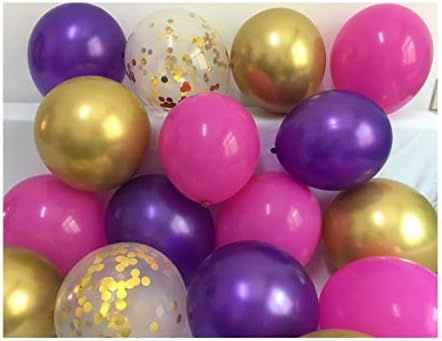 Baloni od lateksa ljubičasta fuksija zlato-Hromirani Zlatni ružičasti konfeti Baloni za Bachelorette Baby Shower