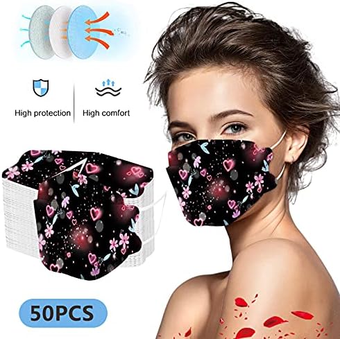 Maska za lice za jednokratnu upotrebu od 50 komada za odrasle žene muškarci sa dizajnom slova slatke papirne maske za štampanje pune zaštitne navlake za lice