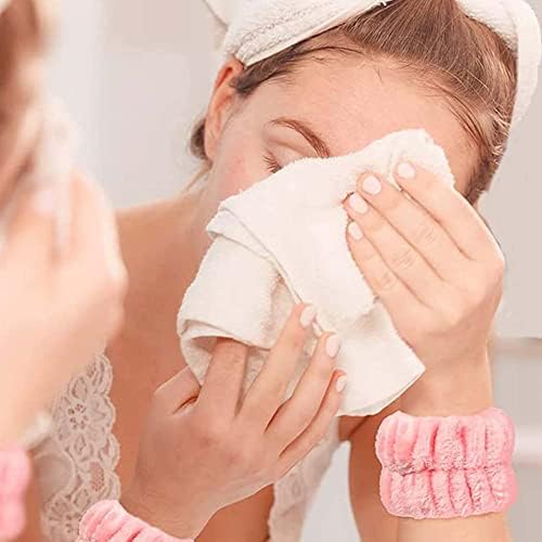 4 para ručnika za pranje lica za Žene, Narukvice za višekratnu upotrebu od mikrovlakana Scrunchies