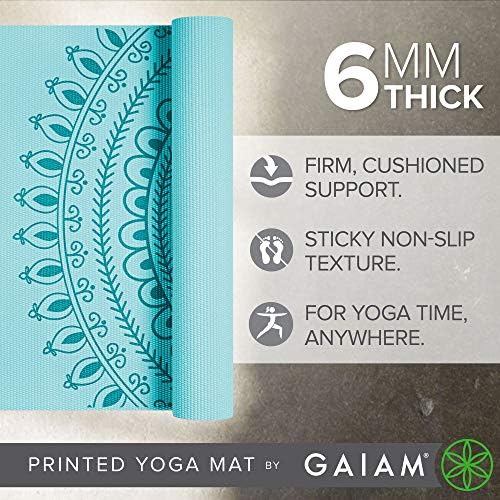 Gaiam Yoga Mat-Premium 6mm Print Extra Thick Non Slip Vježba & fitnes Mat za sve vrste joge, Pilates & vježbe