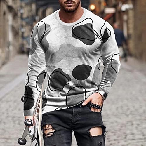 Majice za muškarce Casual okrugli vrat Dugi rukav pulover linija 3D štampane majice bluze Plus