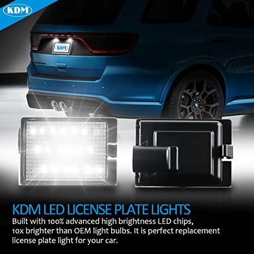 KDM Full LED svjetla za registarske tablice kompatibilna sa kamionetom Dodge Durango 2014-2022, zamjenom za montažu lampe s oznakama tablica, 6000k bijelim paketom od 2 komada