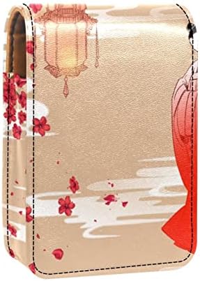 ORYUEKAN makeup ruž za usne torbica za ruževe s ogledalom prijenosni ruž za usne torbica za pohranu sjaja za usne organizator za pohranu sjaja, tradicionalni kineski stil drevna djevojka i cvijet