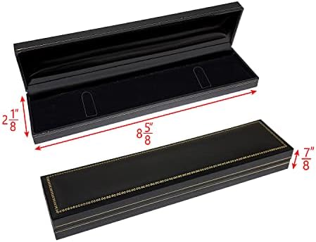 MOOCA 2 kom klasična kutija za narukvicu u pravougaonom stilu sa Premium pokrivenim papirom, Poklon kutija, narukvica, Organizator kutija za sat, 8 5/8 Š x 2 1/8 D x 7/8 v, crna