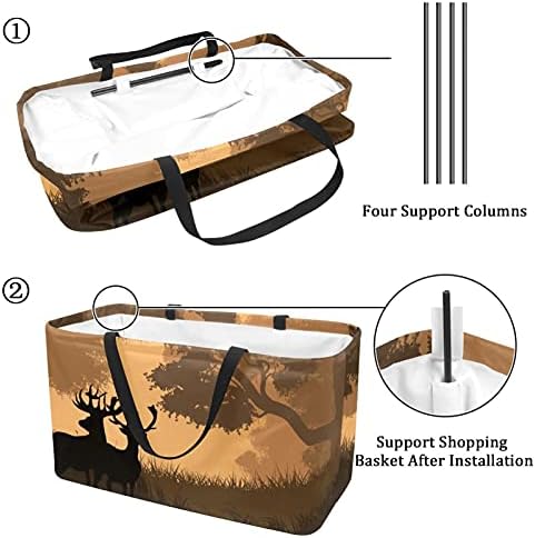Kutije za torbe za višekratnu upotrebu Lorvies korpa za čuvanje namirnica, dva Reindeera u šumskim kutijama za kupovinu, sklopivi uslužni program
