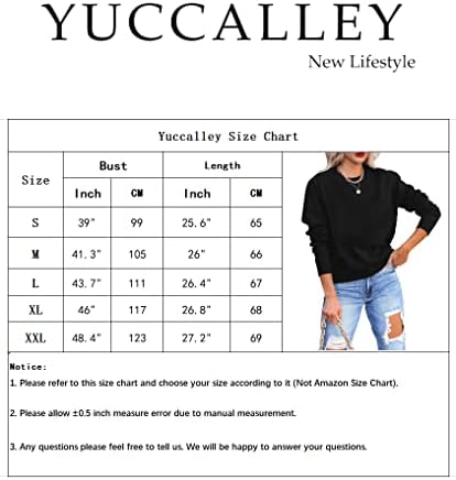 Yuccalley ženska ležerna dukserica s dugim rukavima modna posada pulover za vrata