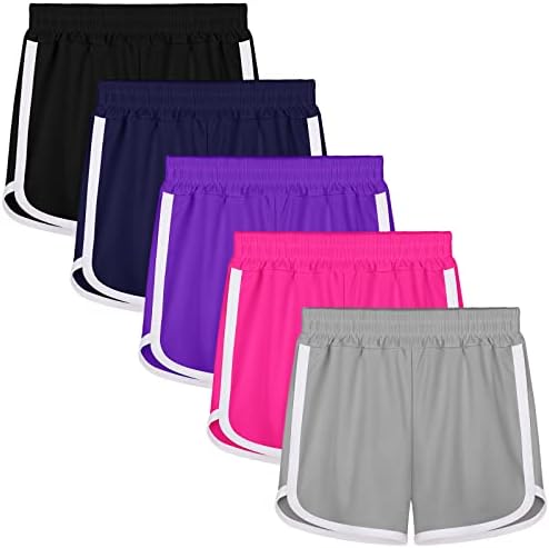 Resinta 5 pakovanja Djevojke Trkene kratke hlače Brze suho aktivne kratke hlače poliesterska djeca atletske kratke hlače