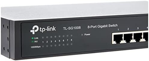 TP-Link 8-port Gigabit Ethernet Nenanagenirani prekidač | Plug and Play | Metal | Desktop / RackMount | Ograničen životni vijek, crni