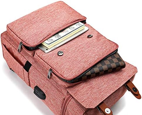 Yalundisi vintage ruksak za muškarce za žene za jakne sa laptopom Bokpak za knjige na fakultetu ružičasta 16 inča