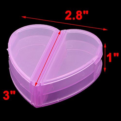 Uxcell® Plastic Family Heart Shaped 4 pretinca kapsula pilule kutija za skladištenje Purple