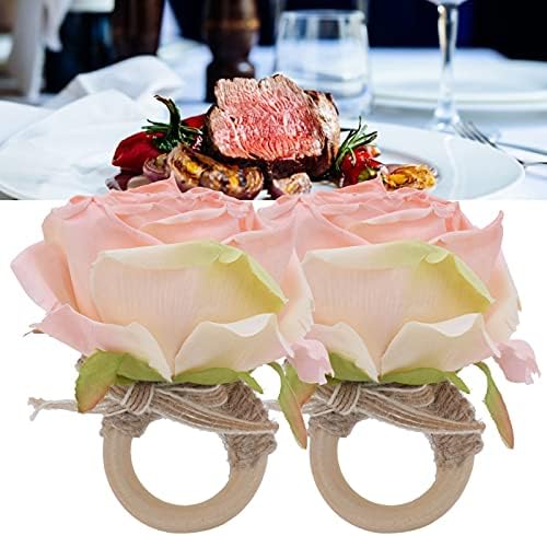 2kom elegantna drvena kopča za salvete, umjetni cvjetni prsten za salvete umjetni držač za cvjetne salvete za vjenčanje Festival dekoracija stola za večeru