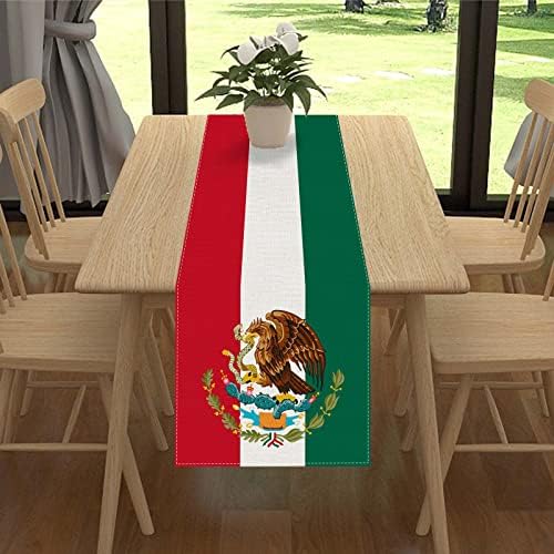 Jiudungs posteljina meksički Fiesta trkač stola 72 inča dugačak stolnjak sa meksičkom zastavom