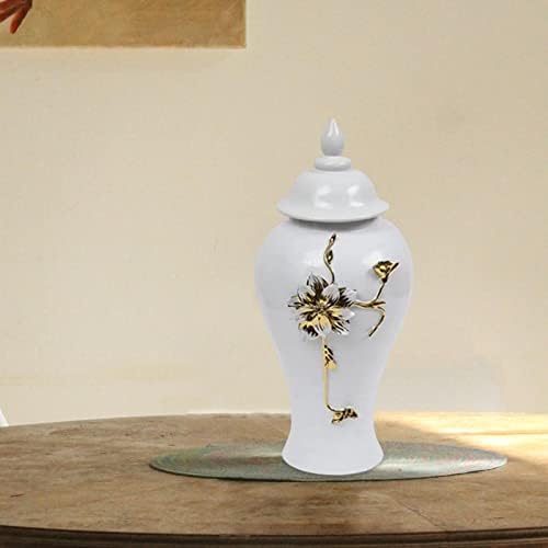 Keramička vaza za pohranu sa poklopcem ostakljenim đumbirom Jar stol središta ukrasa Dnevni boravak Dekor fino