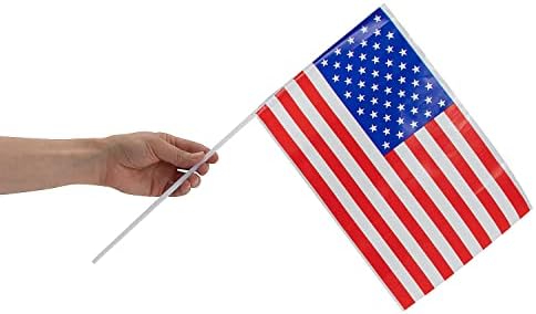 11 1/2 x 7 1/2 rasutih srednjih vinilnih američkih zastava na plastičnim štapovima - 72 komada