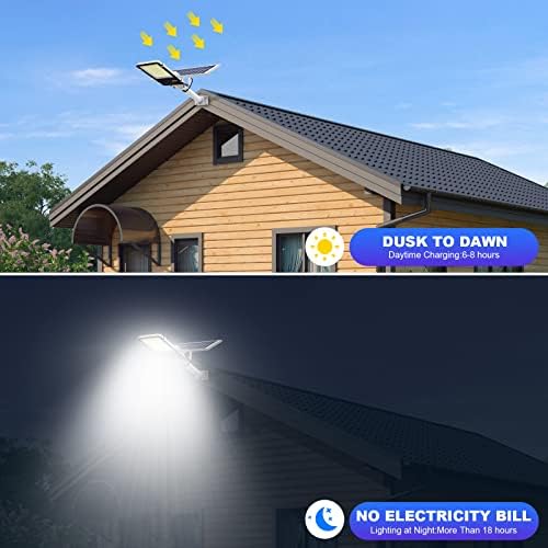 Buytha Solar Street Light, 1000 W LED solarna ulična svjetla Vanjska vodootporna, 100000LM sumrak do zore Super svijetla ulična svjetla Solarna snaga daljinskog upravljača za parkiralište, dvorište i garažu